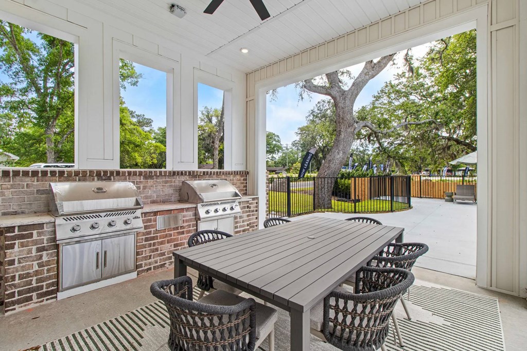 Outdoor lounge with grills