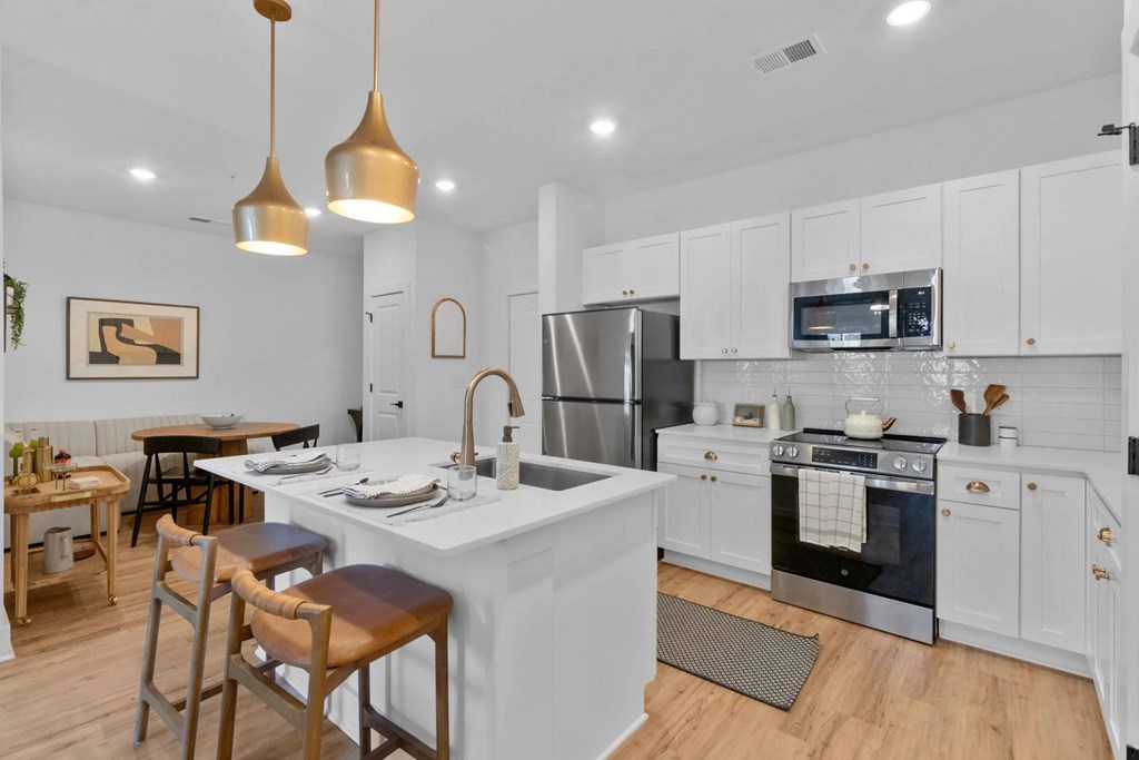 Kitchen with stainless steel appliances