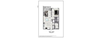 A floor plan of a one bedroom apartment with a bath.