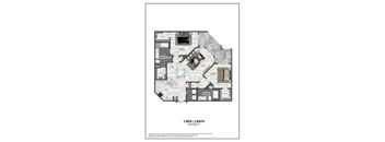 A floor plan of a 2 bedroom, 2 bathroom apartment sized at 1473 square feet.