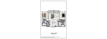 A floor plan of a 2 bedroom, 2.5 bath apartment sized at 1565 square feet.