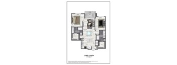 A floor plan of a 2 bedroom, 2 bathroom apartment sized 1173 sq ft.