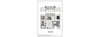 A floor plan for a 2 bedroom, 2 bathroom apartment sized at 1360-1364 square feet.