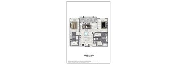 A floor plan of a 2 bedroom, 2 bathroom apartment sized at 1394 square feet.