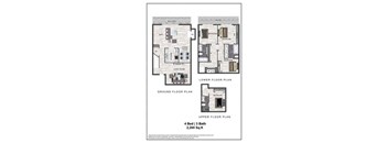 A diagram shows the ground, lower, and upper floor plans of a 4 bedroom, 3 bathroom property.
