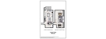 A diagram shows the layout of a two bedroom apartment with a total area of 1052 sq ft.
