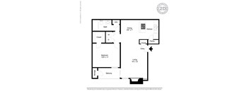 A black and white floor plan of a two-bedroom apartment.