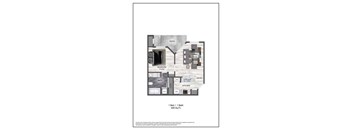 A floor plan of a one bedroom apartment with a bath.