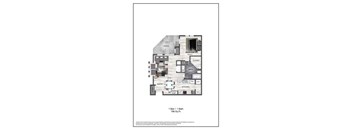 A floor plan of a one bedroom apartment with a bath.