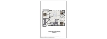 A floor plan of a residential property with two bedrooms and two bathrooms.