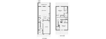 A floor plan of a two-story house with labeled rooms.