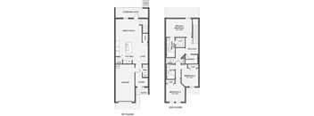 A floor plan of a two-story house with labeled rooms.