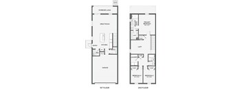 A floor plan of a two-story house with a loft.
