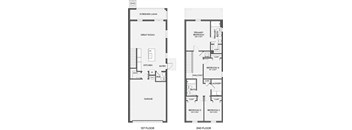 A floor plan of a two-story house with labeled rooms.