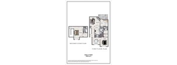 A floor plan of a two bedroom, 2.5 bath apartment is shown.
