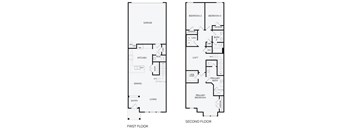A black and white floor plan of a two-story house.