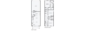 A floor plan of a two-story house with labeled rooms.
