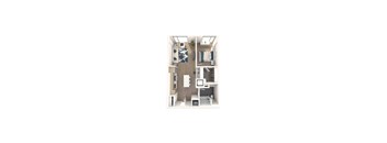 A small apartment with a bedroom, living room, and kitchen.