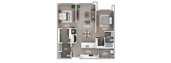A floor plan of a house showing the layout of the rooms.