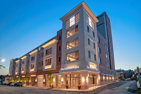 A modern building named One Ardmore Place is shown in the image.