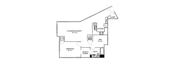 A black and white image of a floor plan for a home.