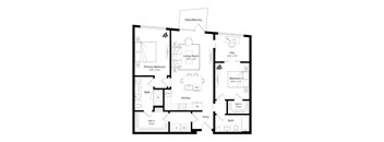 A black and white image of a house floor plan.