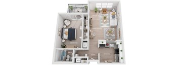 A diagram of a small apartment layout with labeled rooms.