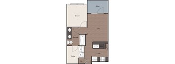 A floor plan of a room with labeled sections including Dream, Relax, Live, Refresh, Style, and Cook.