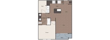 A floor plan of a house with labeled rooms such as "Dine" and "Live".