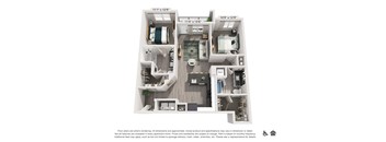 A floor plan of a small apartment with a kitchen, living room, and bathroom.