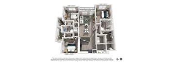 A floor plan of a house with a kitchen, living room, and bathroom.