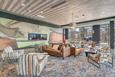 A living room with a large rug and a couch.