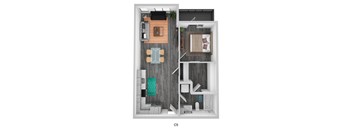 A top down view of a C5 sized apartment.