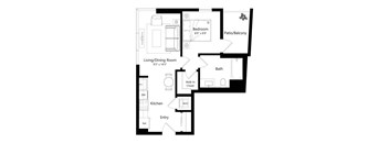 A black and white image of a floor plan for a home.