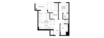 A black and white image of a house floor plan.