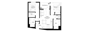A black and white image of a floor plan for a home.