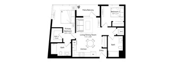 A black and white image of a floor plan for a house.