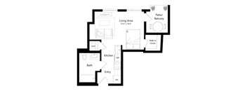 A black and white image of a floor plan for a home.