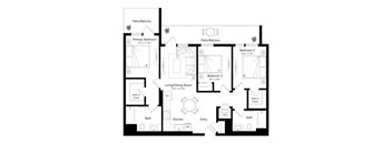 A black and white image of a house floor plan.