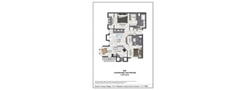 A floor plan for a two bedroom, two bathroom apartment.