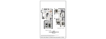 A floor plan for a two-story home with a garage.