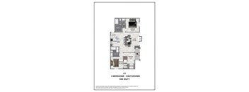 A floor plan of a C1 apartment with 3 bedrooms and 2 bathrooms.