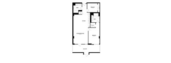 A black and white image of a floor plan for a home.