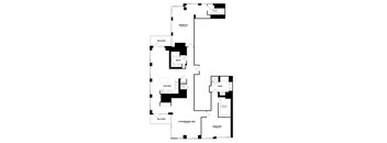 A black and white image of a floor plan for a house.