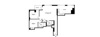A black and white floor plan of a house with labeled rooms.