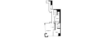 A black and white image of a floor plan for a home.