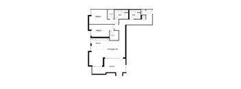 A black and white image of a house floor plan.