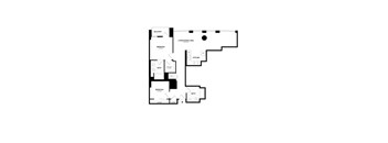 A floor plan of a house with a garage and a living room.