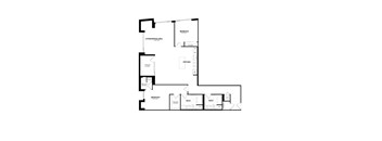 A black and white image of a house floor plan.