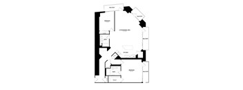A black and white image of a house floor plan with balconies.